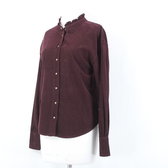 Dear John Top Sz S Purple Collared Button Down Corduroy 100% Cotton Top - Picture 3 of 13
